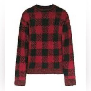 SKIMS Cozy Unisex Pullover Sweater – Brick Buffalo Check – Size L/XL – NWT